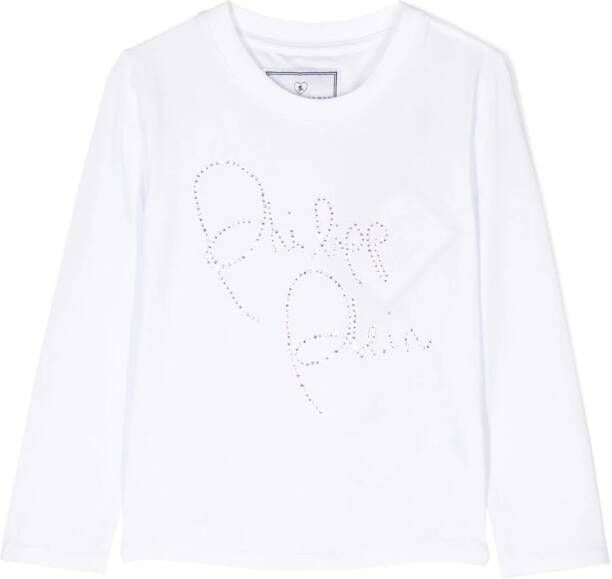 Philipp Plein Junior T-shirt met stras Wit