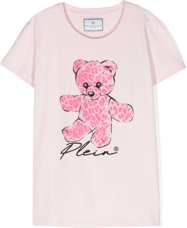 Philipp Plein Junior T-shirt met teddybeerprint Roze