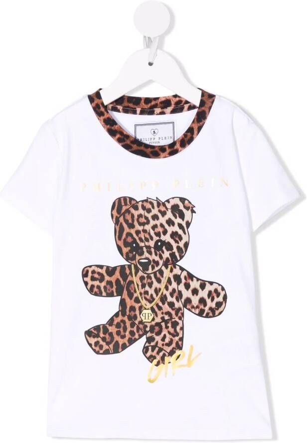 Philipp Plein Junior T-shirt met teddybeerprint Wit