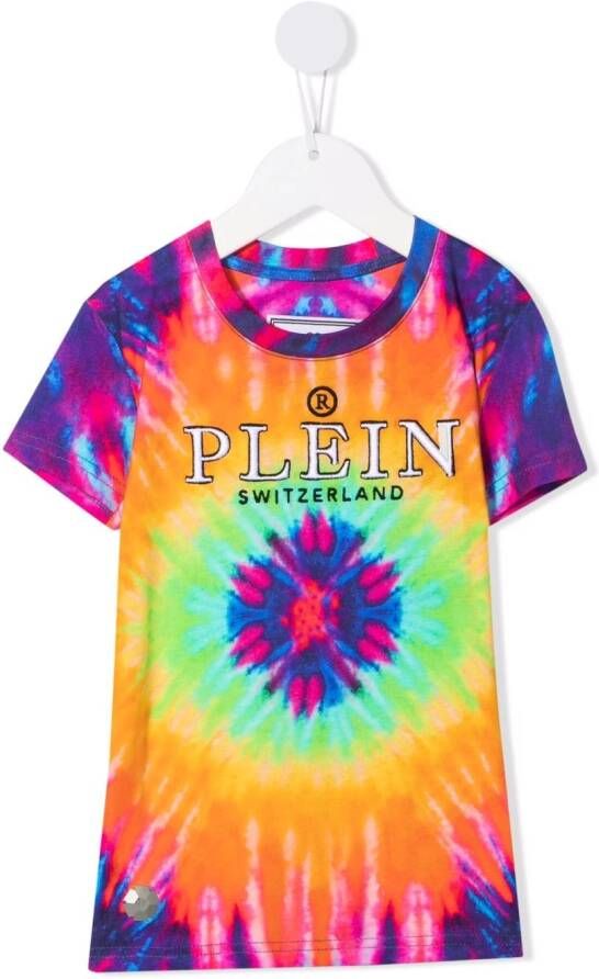Philipp Plein Junior T-shirt met tie-dye print Paars