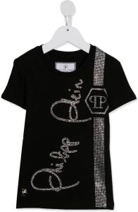 Philipp Plein Junior T-shirt verfraaid met logo Zwart