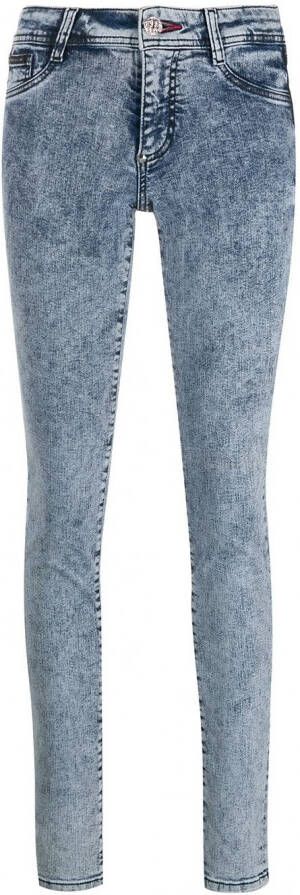 Philipp Plein Legging met acid wassing Blauw