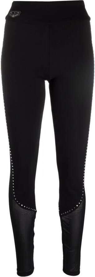 Philipp Plein Legging met doorzichtige vlakken dames Polyester Spandex Elastane Viscose XL Zwart