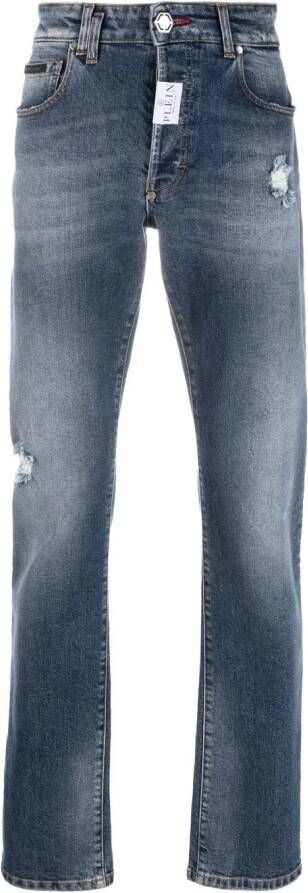 Philipp Plein Jeans met logopatch Blauw