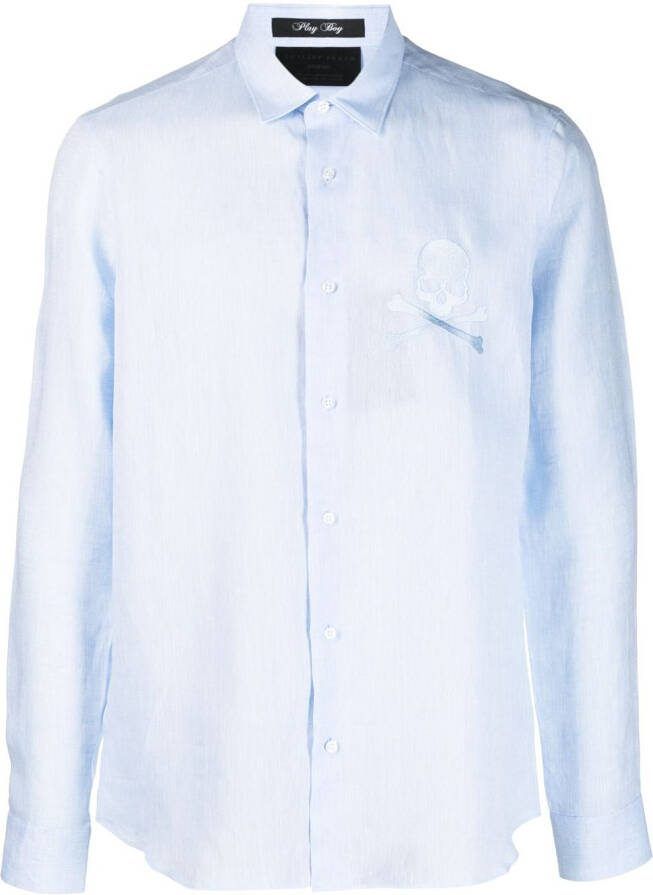Philipp Plein Linnen overhemd Blauw