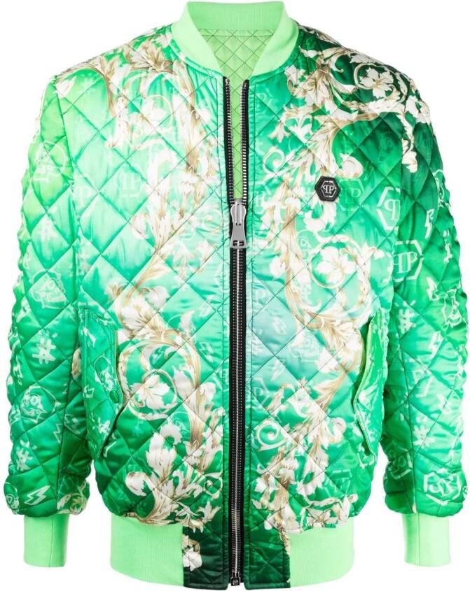 Philipp Plein Matelassé bomberjack Groen