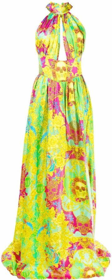 Philipp Plein Maxi-jurk met barokprint Groen