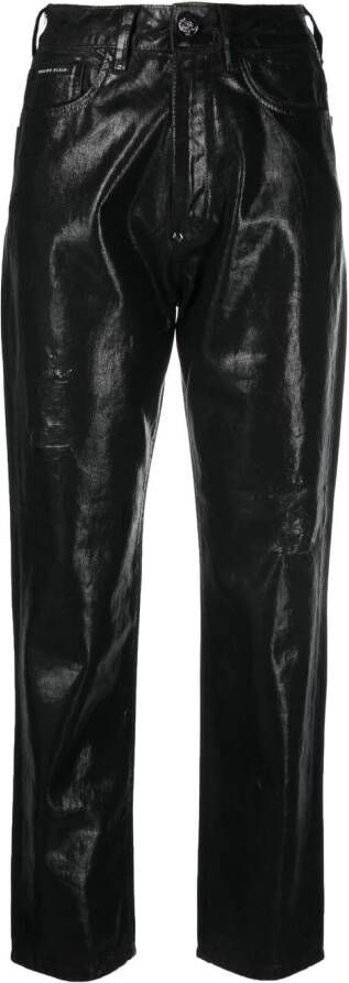 Philipp Plein Metallic jeans Zwart
