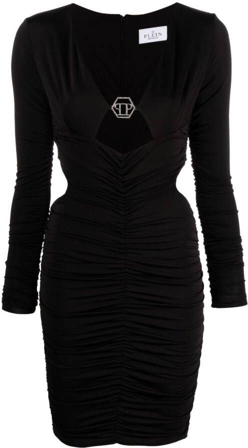 Philipp Plein Mini-jurk met logoplakkaat Zwart