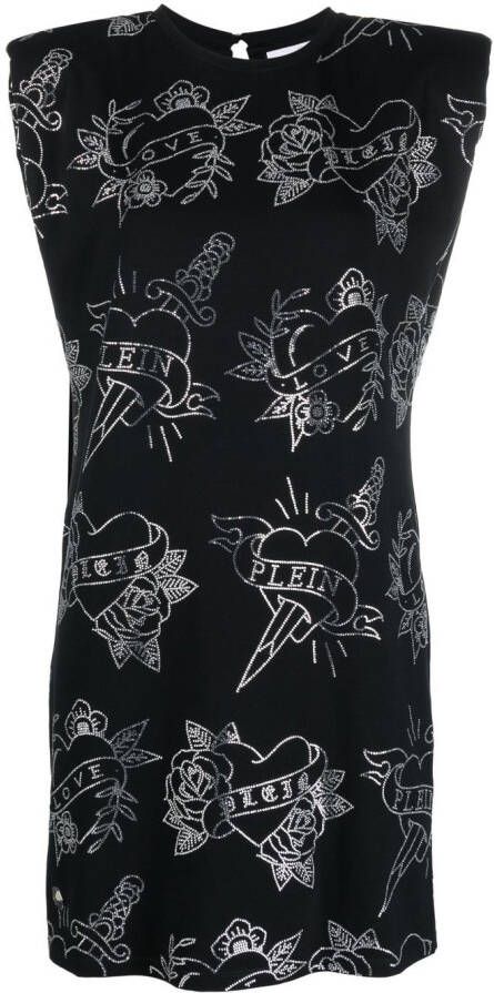 Philipp Plein Mini-jurk met print Zwart