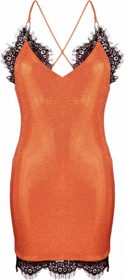 Philipp Plein Mini-jurk verfraaid met kristallen Oranje