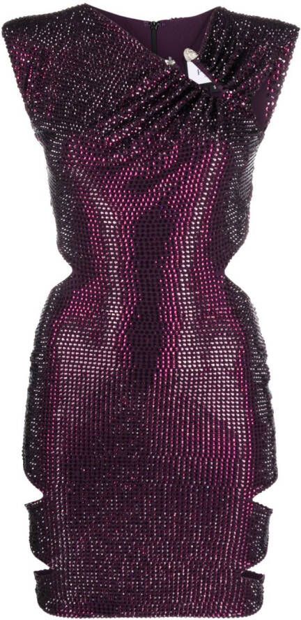 Philipp Plein Mini-jurk verfraaid met kristallen Paars