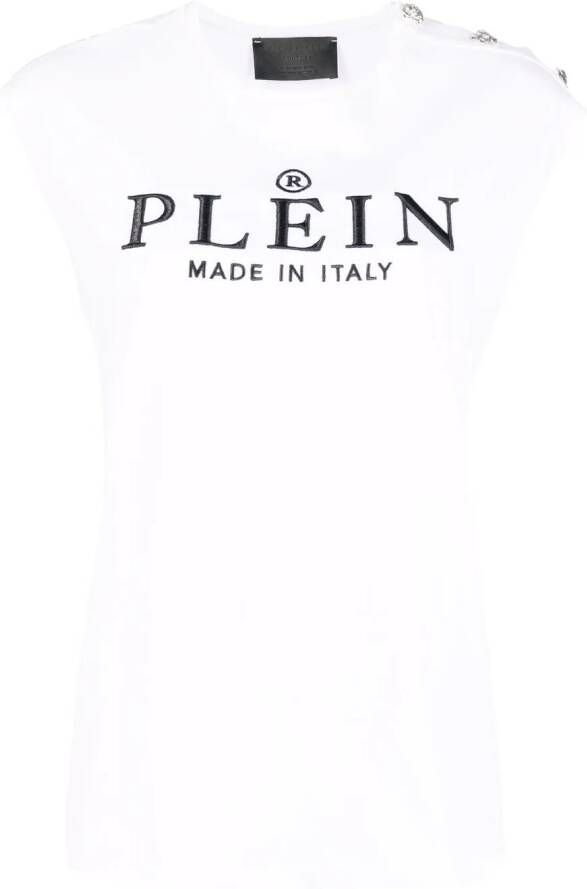 Philipp Plein Mouwloos T-shirt Wit