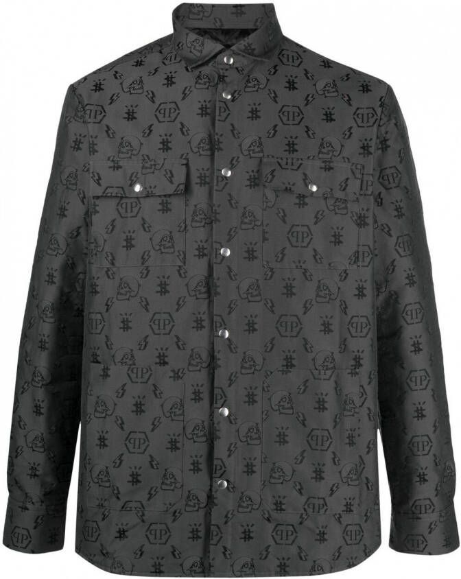 Philipp Plein Overhemd met geborduurd monogram Zwart