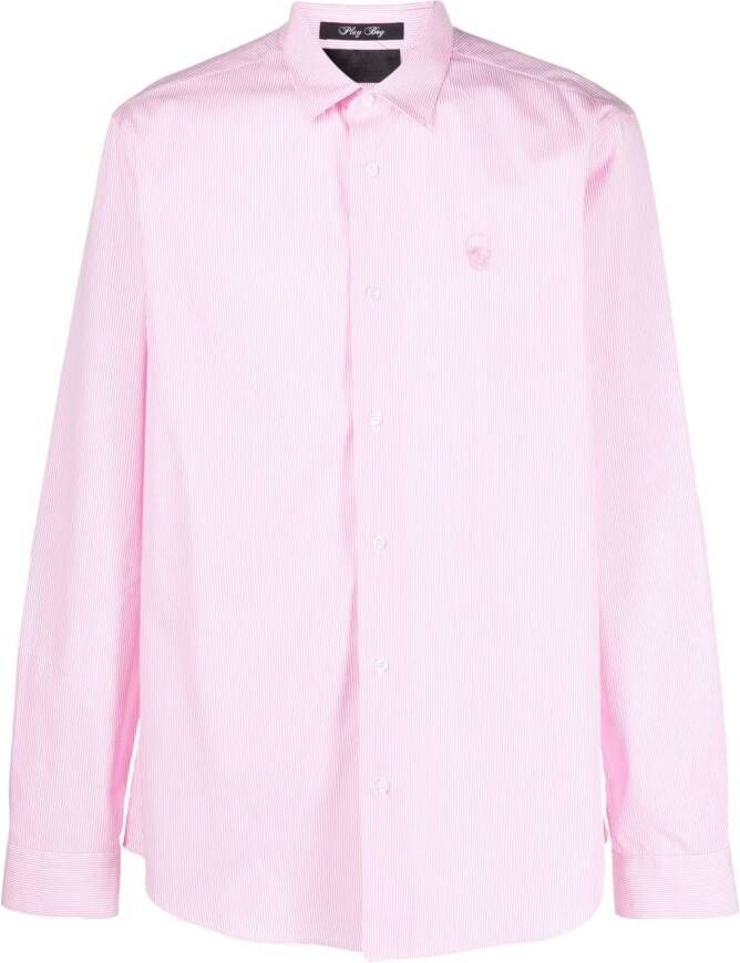 Philipp Plein Overhemd met geborduurde doodskop Roze