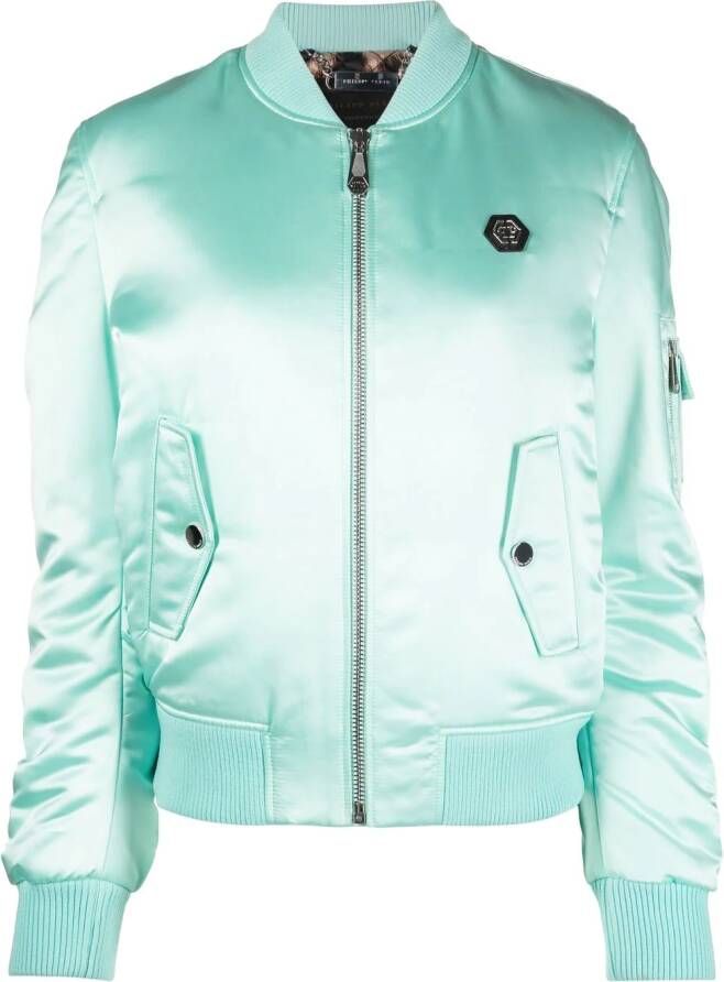 Philipp Plein Oversized bomberjack Blauw