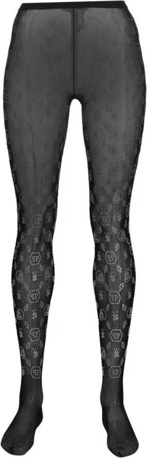 Philipp Plein Panty met monogramprint Zwart