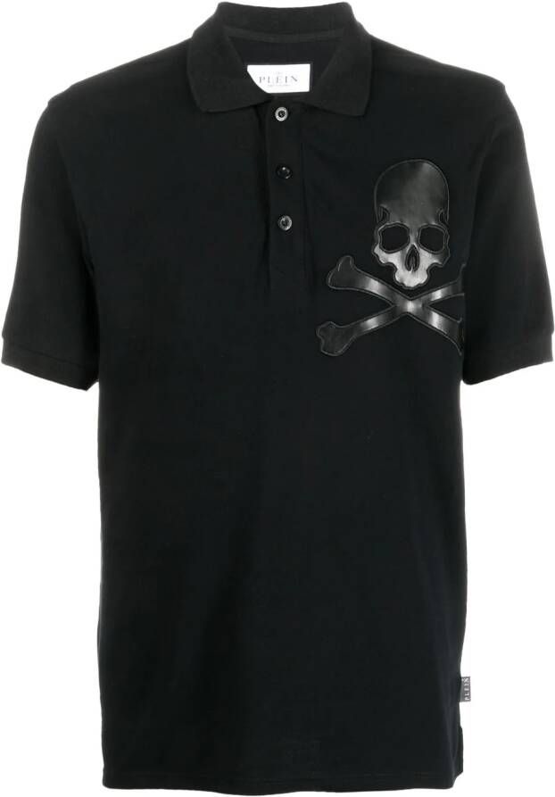 Philipp Plein Poloshirt met doodskoppatch Zwart