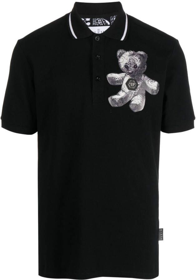 Philipp Plein Poloshirt met teddybeer Zwart