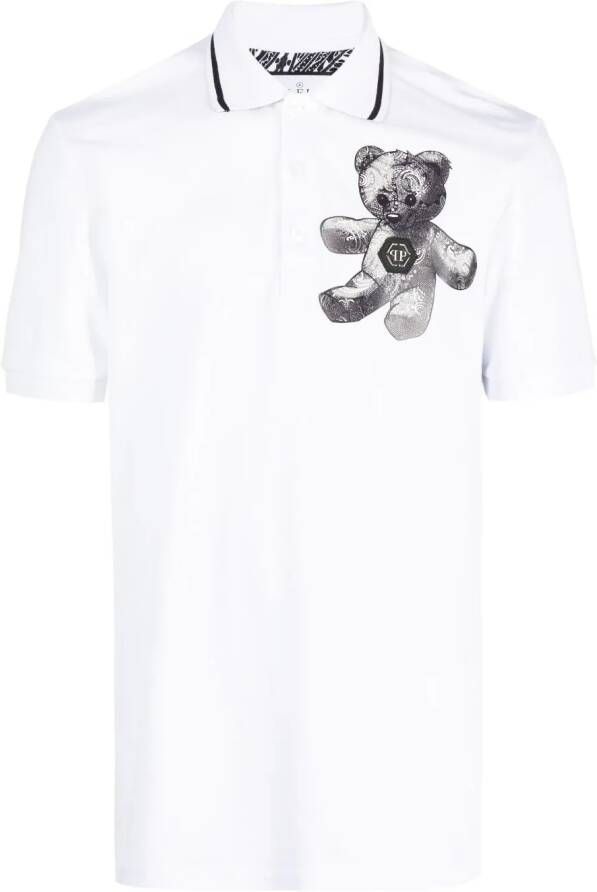 Philipp Plein Poloshirt met teddybeerprint Wit