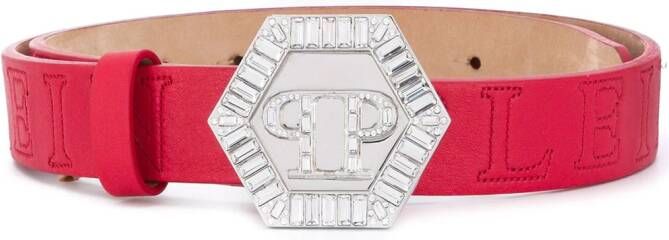 Philipp Plein Riem met logoplakkaat Rood