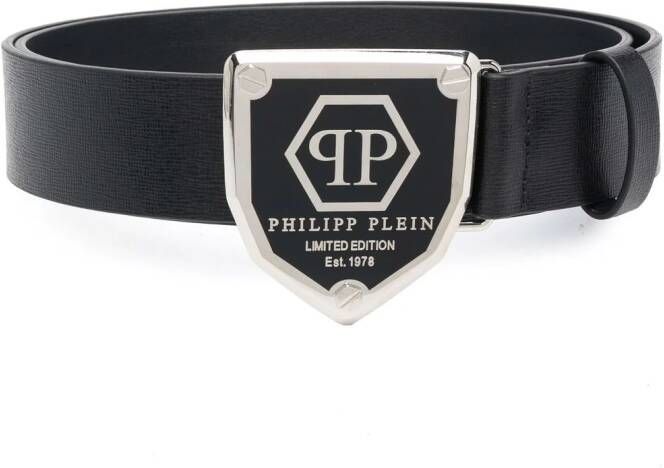 Philipp Plein Riem met logoplakkaat Zwart