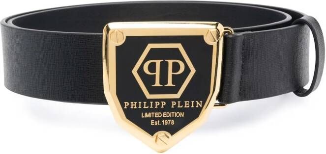 Philipp Plein Riem met logoplakkaat Zwart