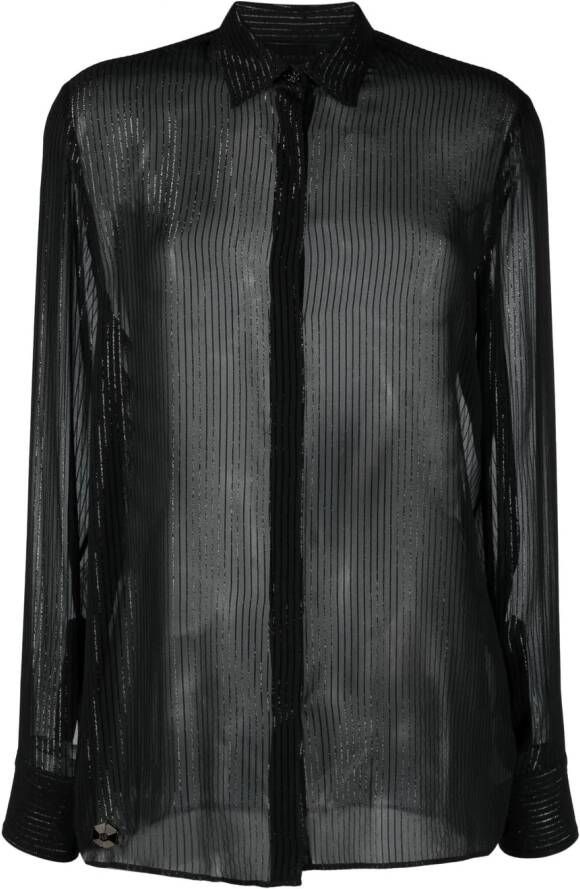Philipp Plein Semi-doorzichtige blouse Zwart