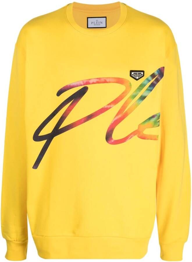 Philipp Plein Sweater met logoprint Geel