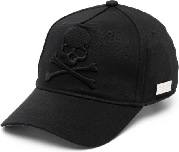 Philipp Plein skull-embroidered cotton baseball cap Zwart