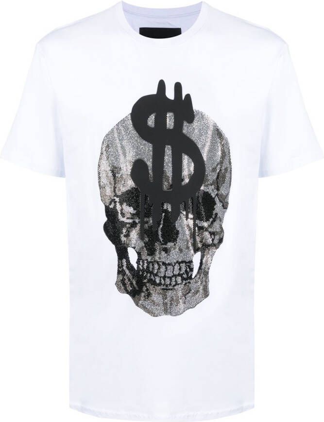 Philipp Plein T-shirt met doodskopprint Wit