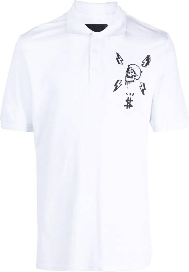 Philipp Plein Poloshirt met doodskopprint Wit