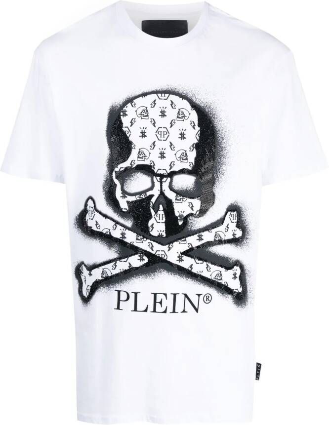 Philipp Plein T-shirt met doodskopprint Wit