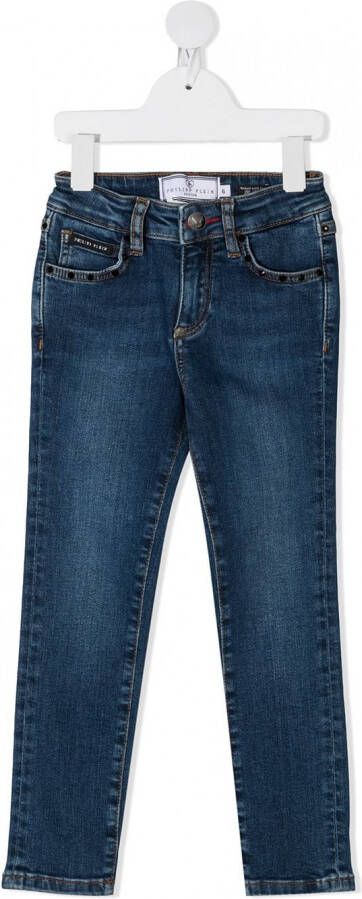 Philipp Plein Junior Slim-fit jeans Blauw