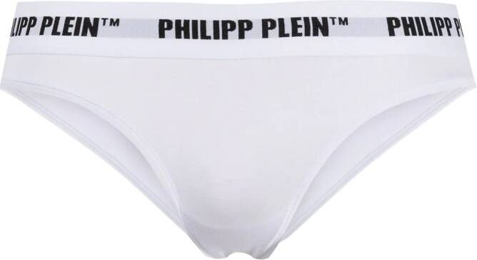 Philipp Plein Slip met geborduurd logo Wit