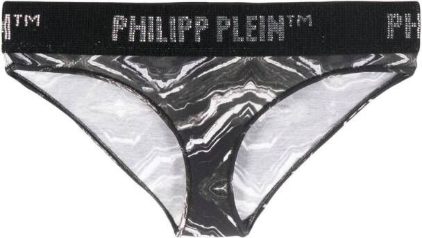Philipp Plein Slip met logo tailleband Zwart