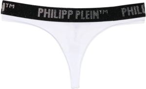 Philipp Plein String verfraaid met logo Wit
