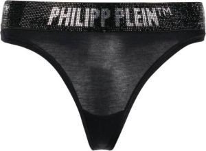 Philipp Plein String verfraaid met logo Zwart