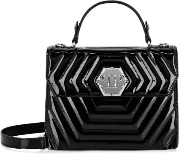 Philipp Plein Superheroine tas van leer Zwart