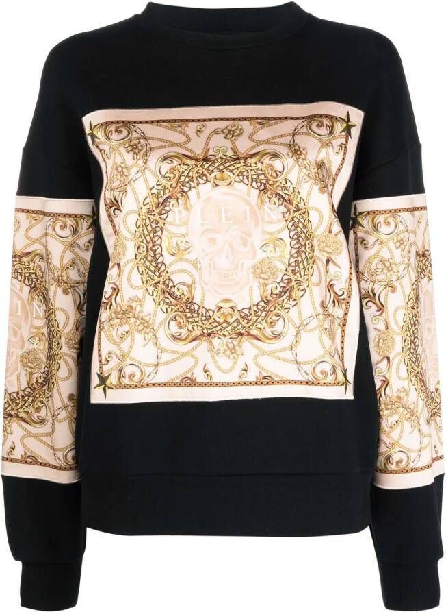 Philipp Plein Sweater met barokprint Zwart