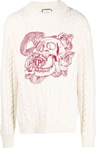 Philipp Plein Sweater met geborduurde doodskop Wit