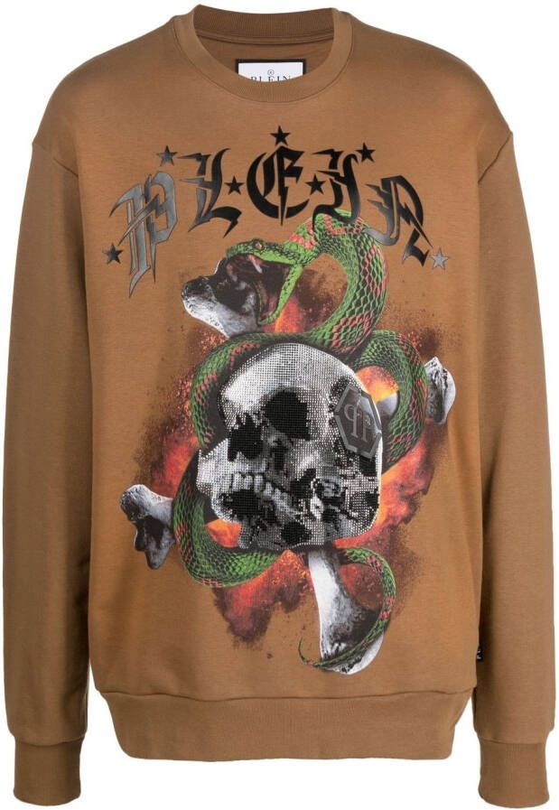 Philipp Plein Sweater met print Bruin