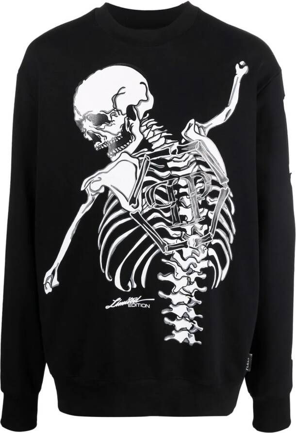 Philipp Plein Sweater met skeletprint Zwart
