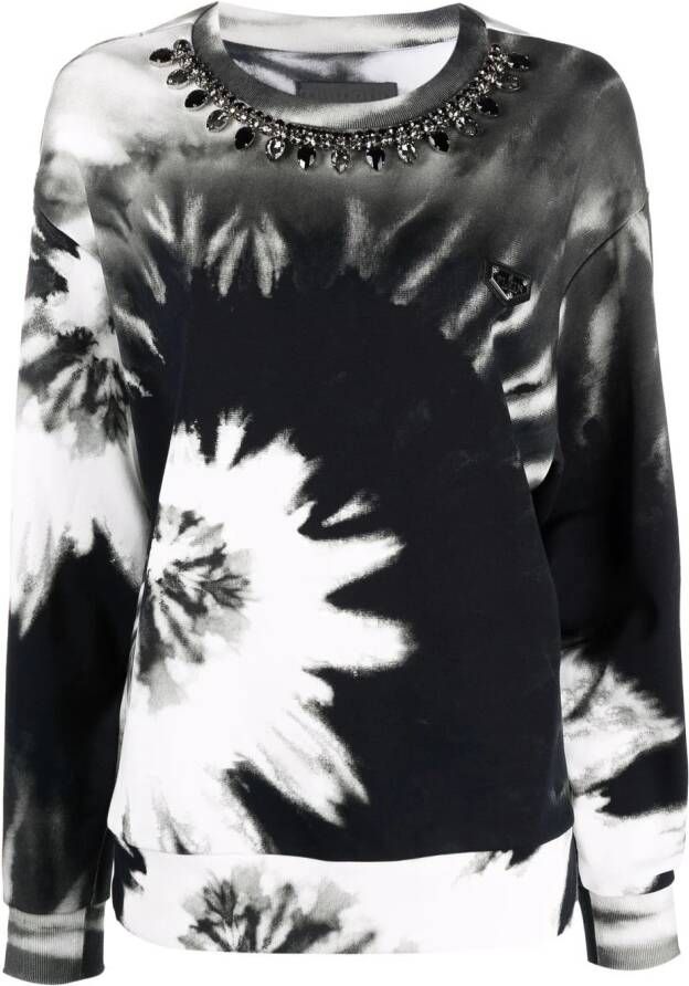 Philipp Plein Sweater met tie-dye print Zwart