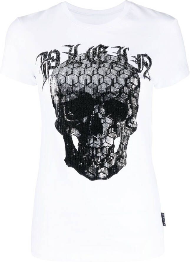 Philipp Plein T-shirt met doodskop Wit