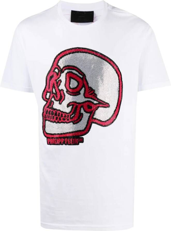 Philipp Plein T-shirt met doodskop Wit