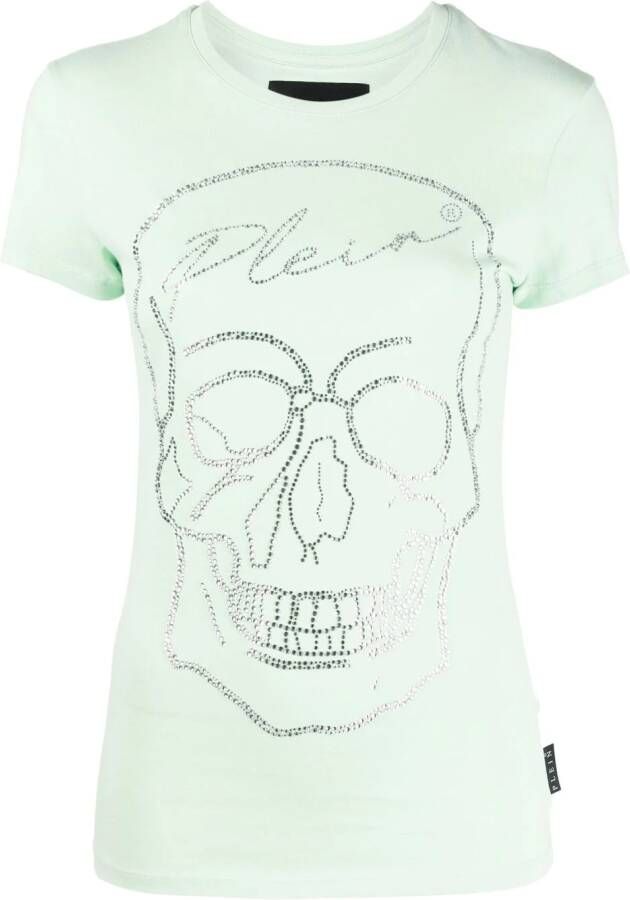 Philipp Plein T-shirt met doodskopdetail Groen