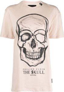 Philipp Plein T-shirt met doodskopprint Beige