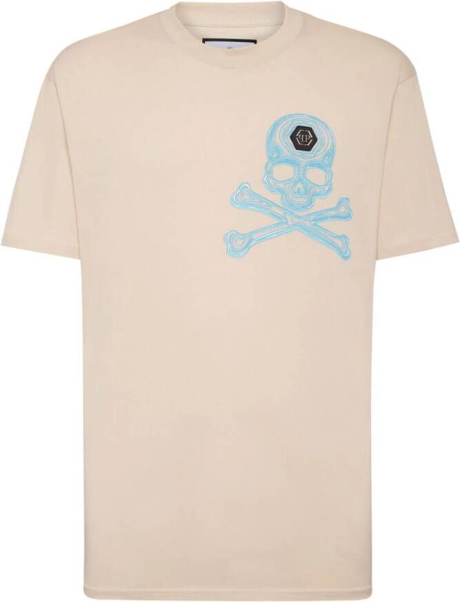 Philipp Plein T-shirt met doodskopprint Beige