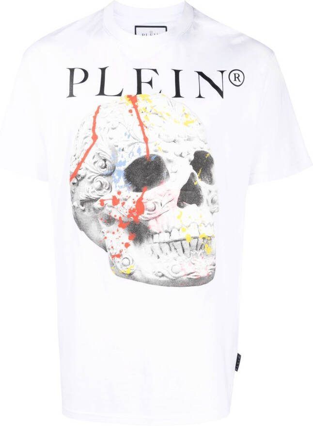Philipp Plein T-shirt met doodskopprint Wit